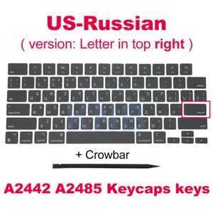New Russian US-RU Keycaps Keys For Macbook Pro M1 Pro Max 14" 16" A2442 A2485 - Picture 1 of 6