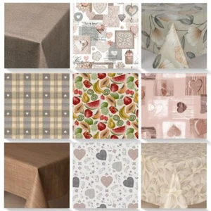 Plain Natural Floral Wipe Clean PVC Vinyl Cover Wipeable Waterproof Table Cloth - Picture 1 of 16