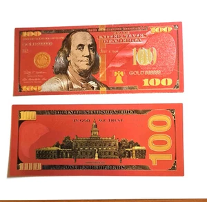 5 Scheine 100 Dollar USA Schein/Goldfolie/USA Souvenier - Bild 1 von 3