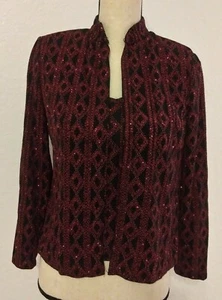 Jump Apparel Women SZ S - 2 - PC Sexy Red Sparkles Tank Top With Cardigan New - Picture 1 of 11