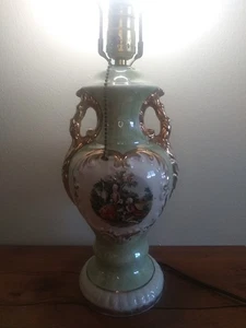vintage/antique "George and Martha Washington"Golden Heart Porcelain Table Lamp - Picture 1 of 14