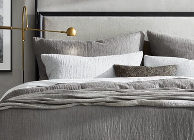 Funda nórdica gris niebla de algodón arrugado lino diestro herrajes restauración $760 Foto 1 de 3