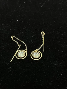 Damen Ohrhänger durchgefädelt mit Zirkonia ~ 1,2 g - Bild 1 von 3