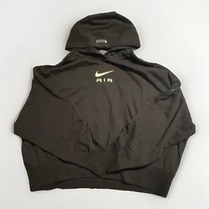 New Nike Air Womens Black Crop Fit Oversized Pullover Hoodie Size Large - Bild 1 von 3