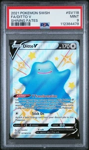 PSA 9 MINT Ditto V Shining Fates Pokemon SV118/SV122 - Picture 1 of 2