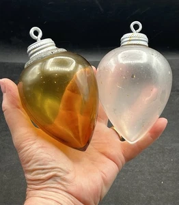 2 Large 5” Glass Teardrop Christmas Ornaments Kugel? Screw Caps - Picture 1 of 20