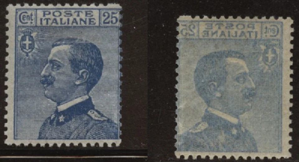 ITALY #100b 1908-27 25c Blue Printed on Back Variety MNH - Image 1 of 1