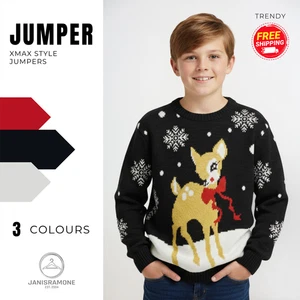 Jersey de Navidad Niños Niñas Bebé Ciervo Novedad Navidad Tejido Jersey Cálido Suéter - Imagen 1 de 22