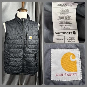 Carhartt Vest Men L Black Rain Defender Insulated Quilted Puffer Workwear 102286 - Picture 1 of 17