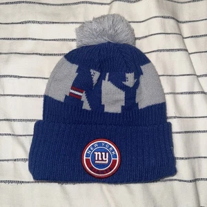 NFL New York Football GIANTS Blue & Grey Knit Pom Pom Beanie/Tobaggan - Bild 1 von 8