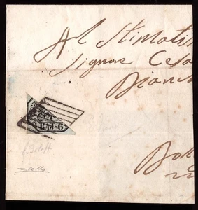 Italia Pontificio, 6 baj grigio verdastro frazionato su frammento (Colla) -HH93 - Imagen 1 de 4