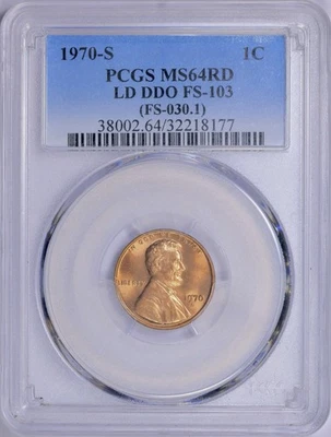 1970-S Lincoln Cent DDO FS-103 MS64RD PCGS (FS-030.1) - Image 1 of 4