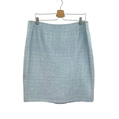Falda Lápiz Escada Tweed Recta Boucle Clásica Azul Claro Talla 44 EE. UU. 14 Foto 1 de 4