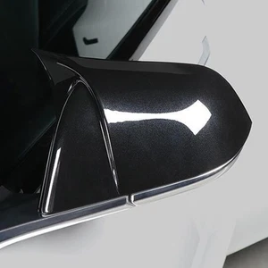 Glossy Black Horn Rear View Mirror Cover Add-on Trim For Tesla Model 3 2017-22 - Picture 1 of 9