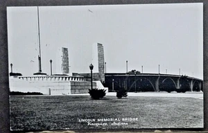 Vicennes IN Real Photo Postcard  of the Lincoln Memorial Bridge SHIPS FREE - Picture 1 of 2