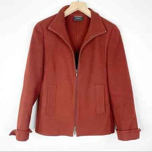 A-K-R-I-S Akris Women's Brick Red Wool Angora Jacket Zip Up Collared - Picture 1 of 8