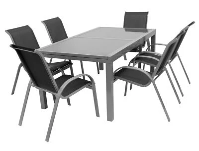 Gartengarnitur Sitzgruppe Gartemöbel Garnitur Gartenset AMALFI groß Alu, schwarz - Bild 1 von 4