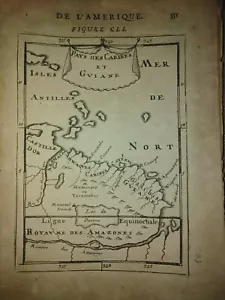 1683 INCISIONE SU RAME A. M. MAPPA MALLET DELLA GUYANA FRANCESE E DEI PAESI CARAIBICI - Foto 1 di 5