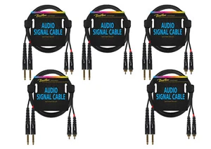 Audiokabel 2x RCA 6.3mm Monoklinke 0,75m Boston AC-273-075 Schwarz 5 Stück Pro - Afbeelding 1 van 2