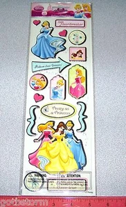 Disney Princess Stickers Princess Designs Hearts Arrows Colorful Thin Chipboard - Picture 1 of 3