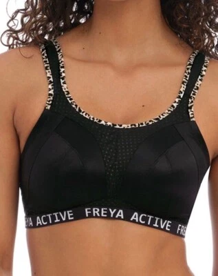 Freya Active Dynamic Sports Bra Size 28E Black Leopard Non Wired Full Cup 4014 - Image 1 of 4