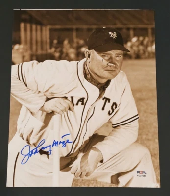 JOHNNY MIZE Signed 8x10 Photo-HALL OF FAME-NEW YORK GIANTS-YANKEES-PSA - Image 1 of 3