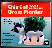 SEALED Chia Pet Cat Grass Decorative Planter Featuring Snoozing Kitty NEW