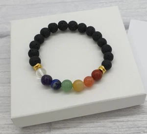 Healing Gemstone Bracelet Bead 7 Chakra Natural Stone Anxiety Reiki Jewellery UK - Picture 1 of 9