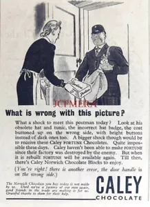 Anuncio de chocolates Fortune de Caley en tiempos de guerra (después de la guerra) #2: impresión pequeña de la Segunda Guerra Mundial de 1944 - Imagen 1 de 1