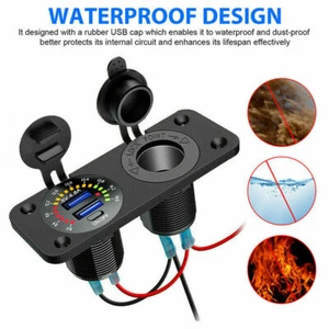 QC 3.0 12V Car Cigarette Lighter Socket with Dual USB Charger Built-in Socket ST - Picture 1 of 5