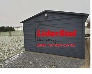 Gartenschuppen Einzelgarage Gartenhütte 4x5 m Blech verzinkt Carport aus Stahl - Bild 1 von 13