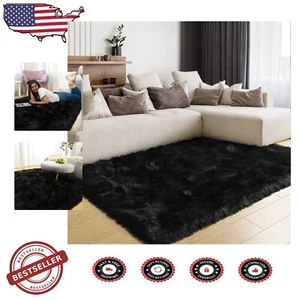 Luxury Soft Fluffy Faux Fur Rug 3x5 ft - Washable Bedroom & Living Room Decor - Picture 1 of 10