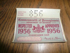 1956 Pennsylvania Inspektionsaufkleber Pa Penna - Mai - Okt - Vintage - Bild 1 von 2
