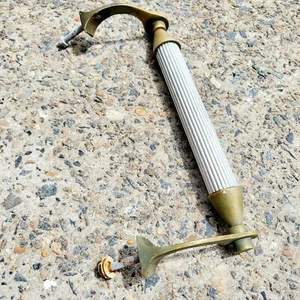 Vintage Art Deco Brass and Aluminium Door Handle Bathroom Kitchen Towel Rail - Picture 1 of 3