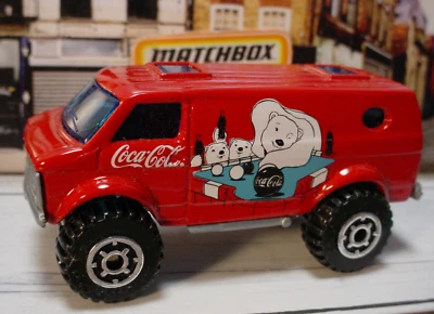 2000 Coca-Cola 4X4 CHEVY VAN ☆red;POLAR BEAR playing billards ☆LOOSE☆Matchbox - Image 1 of 4