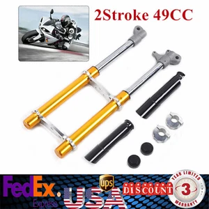 2-Stroke Mini Front Fork Shocker 49cc Dirt Pit Bike Triple Tree Clamp Inverted - Foto 1 di 13