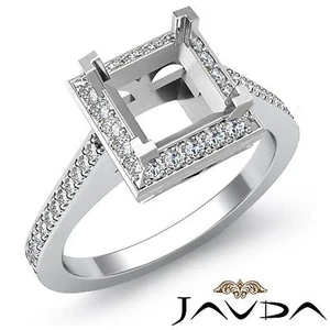 Natural Halo Princess Diamond Engagement Ring Semi Mount 14k White Gold 0.5Ctw - Picture 1 of 6