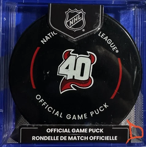 22-23 NHL Official Game Puck Of New Jersey Devils (No Trackers) (40 Yr Anniv) Cover