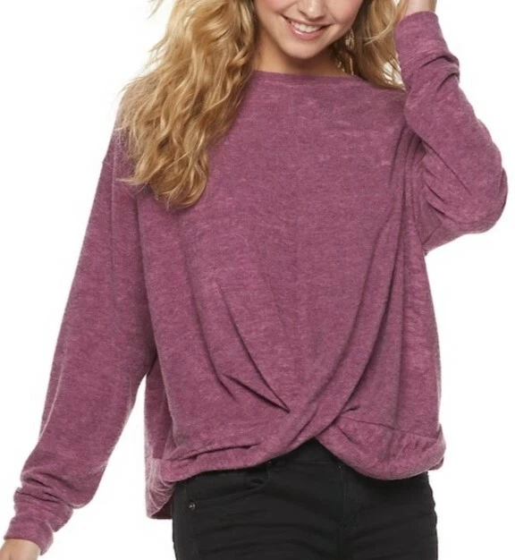 Moletom/Magenta/XXS Juniors' Mudd® French Terry Twist Front novo com etiquetas - Imagem 1 de 1