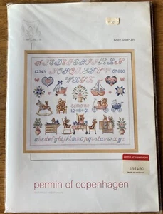 Permin of Copenhagen Danish BABY SAMPLER - SIMONE Cross Stitch Pattern w/Fabric - Picture 1 of 3