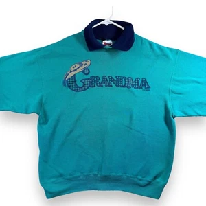 Hanes Vintage Women's Size Large Grandma Collared Sweatshirt Retro Long Sleeve - Picture 1 of 13