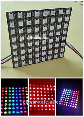 8*8 Display Flexible LED Matrix WS2812B (8x8 Pixel) Full Color RGB Bildschirm 5V DC  - Bild 1 von 4