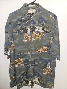 Men's XL Campia Moda Hawaiian Button Down Aloha Shirt Green Colored Lightweight - Picture 1 of 5