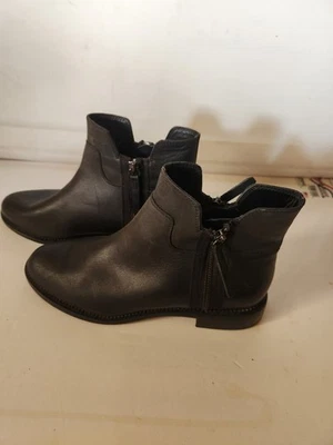 Franco Sarto Double Zip Ankle Bootie Black Leather Halford Boots 9 1/2 m - image 1 of 4