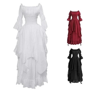 Fashionable Medieval Dress for Women Featuring Corset and Long Sleeves - Picture 1 of 9