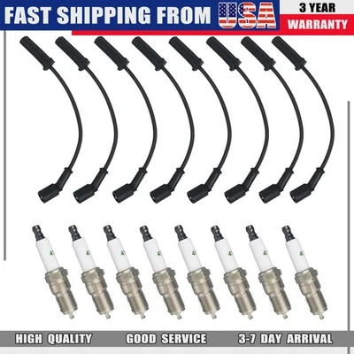 8Pcs 9748HH Wires & 41-962 19299585 Spark Plug For Chevy GMC 4.8L 5.3L 6.0L Foto 1 de 4