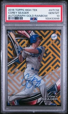 2016 TOPPS HIGH TEK AUTO GOLD RAINBOW #HTCSE COREY SEAGER 8/50 PSA 10 AUTO - Image 1 of 2