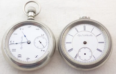LOT OF 2 18s ANTIQUE ELGIN POCKET WATCHES PARTS REPAIR - Image 1 of 3