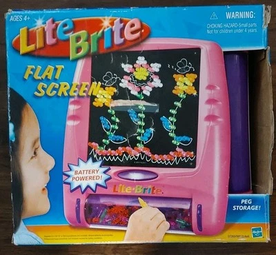 Lite Brite Flat Screen 2006 Pink with working bulb, cards, assorted pegs, Tested - Image 1 of 4