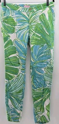 Pantalones Lilly Pulitzer Alina Tropical Floral Hoja Delgados Hasta el Tobillo Mujer Talla 2 Foto 1 de 4